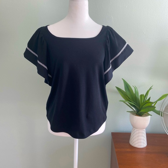 NWT Anthropologie Maeve Sherman Flutter Sleeve Shirt Size Small - Picture 5 of 10